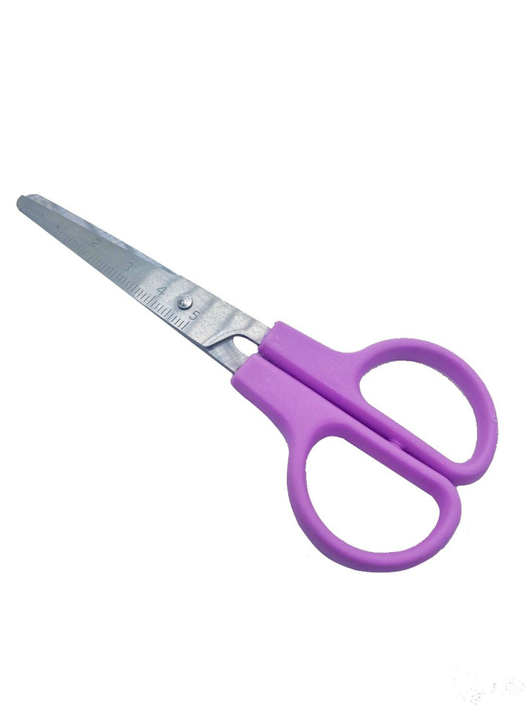 Ножницы для школы / Ножницы детские 12 см. с линейкой, цвет фиолетовый  #1