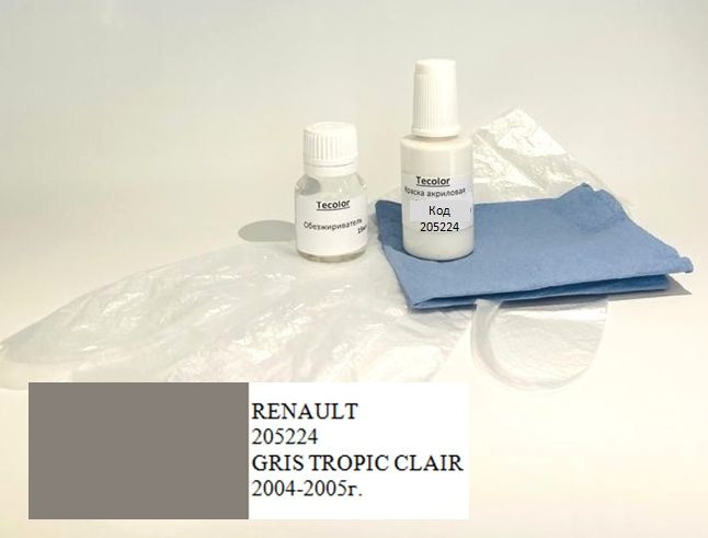 Краска RENAULT,код цвета 205224 (название цвета GRIS TROPIC CLAIR) + обезжириватель/подкраска/набор для #1
