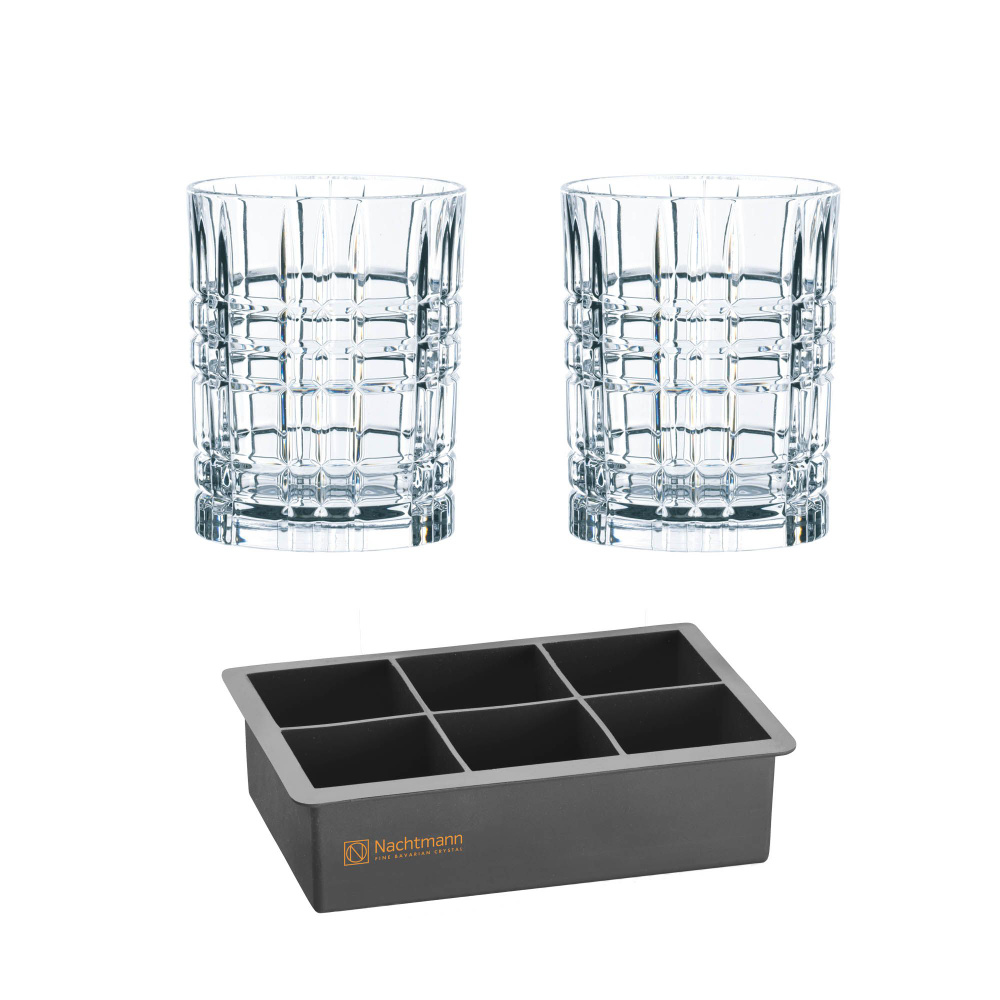 Набор стаканов для виски Nachtmann Square Ice Cube (345 мл), с емкостью для льда, 3 пр.  #1