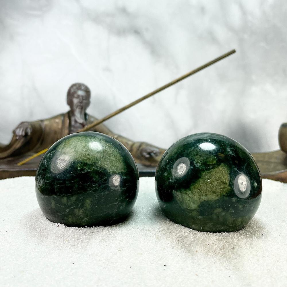 Массажные шары Баодинг Нефрит - диаметр 46 мм, натуральный камень, 2 шт - для стоунтерапии, здоровья #1
