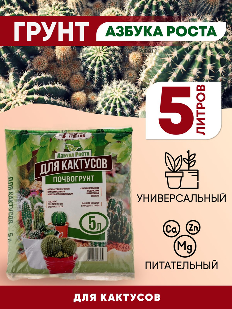 Грунт Для кактусов и суккулентов Азбука роста, земля для цветов 5 литров  #1