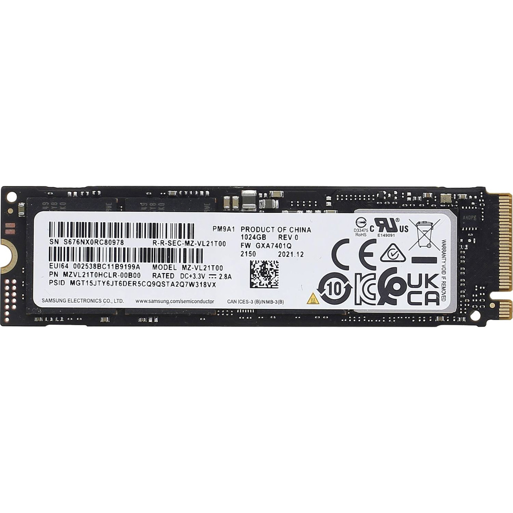 Samsung 1 ТБ Внутренний SSD-диск Твердотельный диск SSD M.2 NVMe 1Tb PM9A1 (MZVL21T0HCLR-00B00)  #1