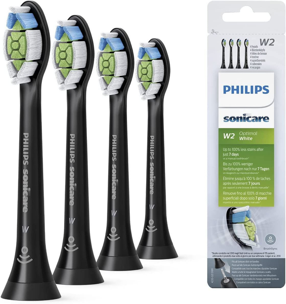 Насадки для зубной щетки Philips Sonicare W2 Optimal HX6064/10 для осветления зубной эмали, 4 штуки  #1