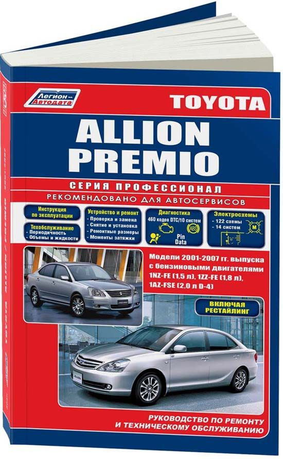 Toyota Allion, Toyota Premio 2001-07 включая рестайлинг бензин 1NZ-FE(1,5), 1ZZ-FE(1,8), 1AZ-FSE(2,0 #1