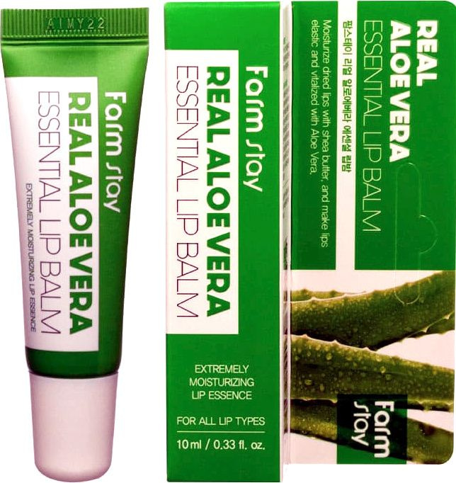 FARMSTAY Бальзам для губ восстанавливающий с алоэ Real Aloe Vera Essential Lip Balm 10 мл, Корейская #1