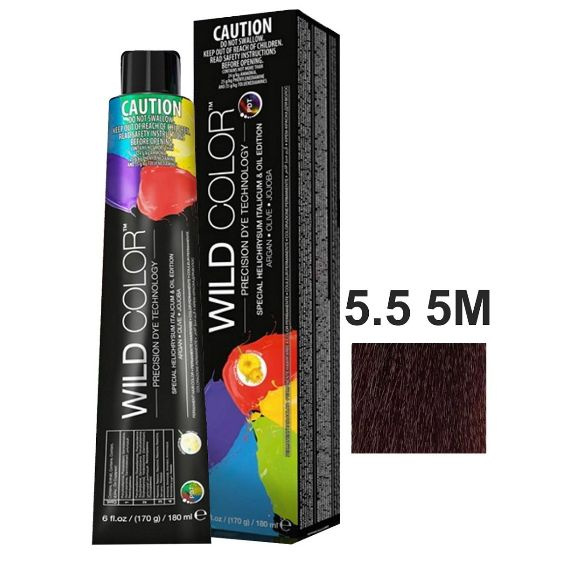 WILD COLOR Крем-краска 5.5 5M PERMANENT COLOR для окрашивания волос светло-каштановый красное дерево, #1