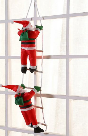 Два Дед Мороза по 25 см на лестнице 65 см, украшение праздничное на окна и двери, украшение на балкон #1