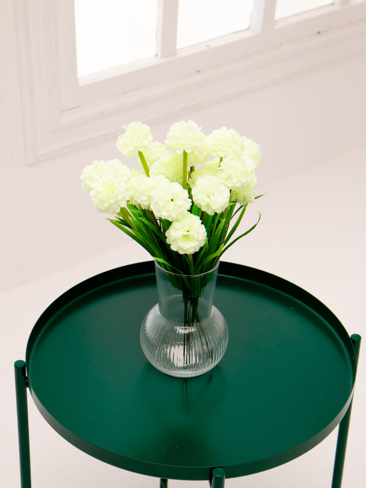 Искусственные растения белые цветы бархатцы, интерьерная декоративная ветка. Букет для дома.  #1