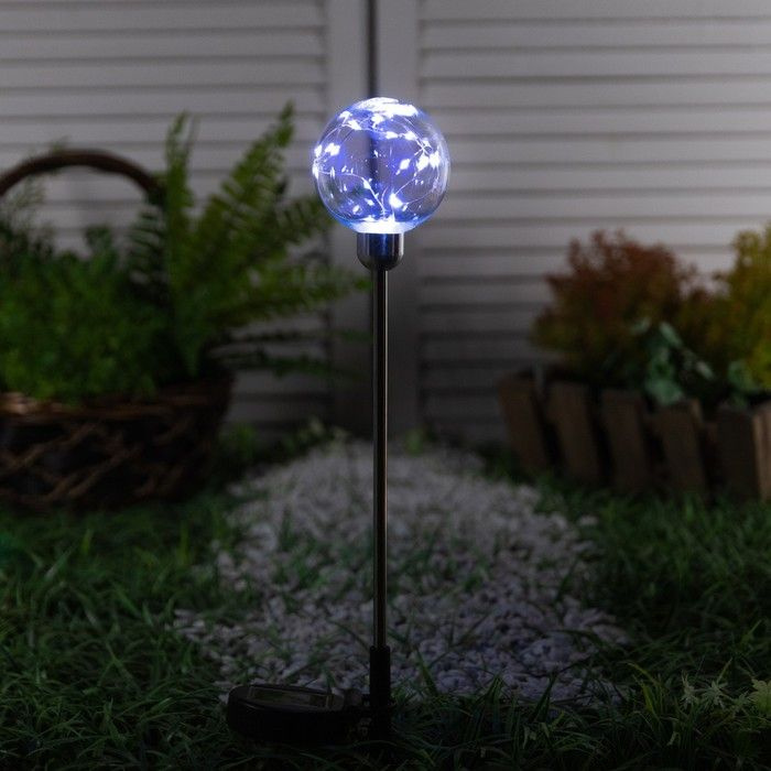 Садовый светильник на солнечной батарее Шар, 70 см, 20 LED, свечение белое  #1