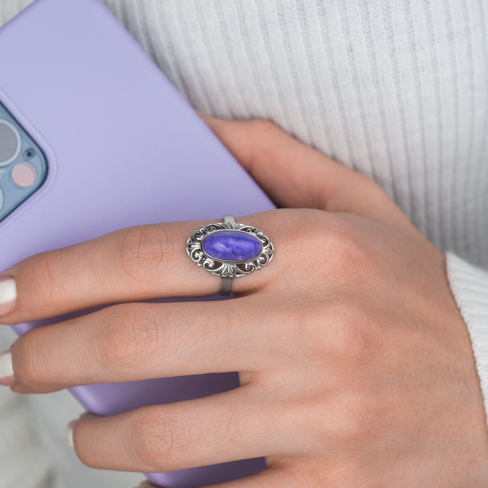 Костромской Ювелирный Завод Кольцо из Cеребра 925 пробы C чароитом ...