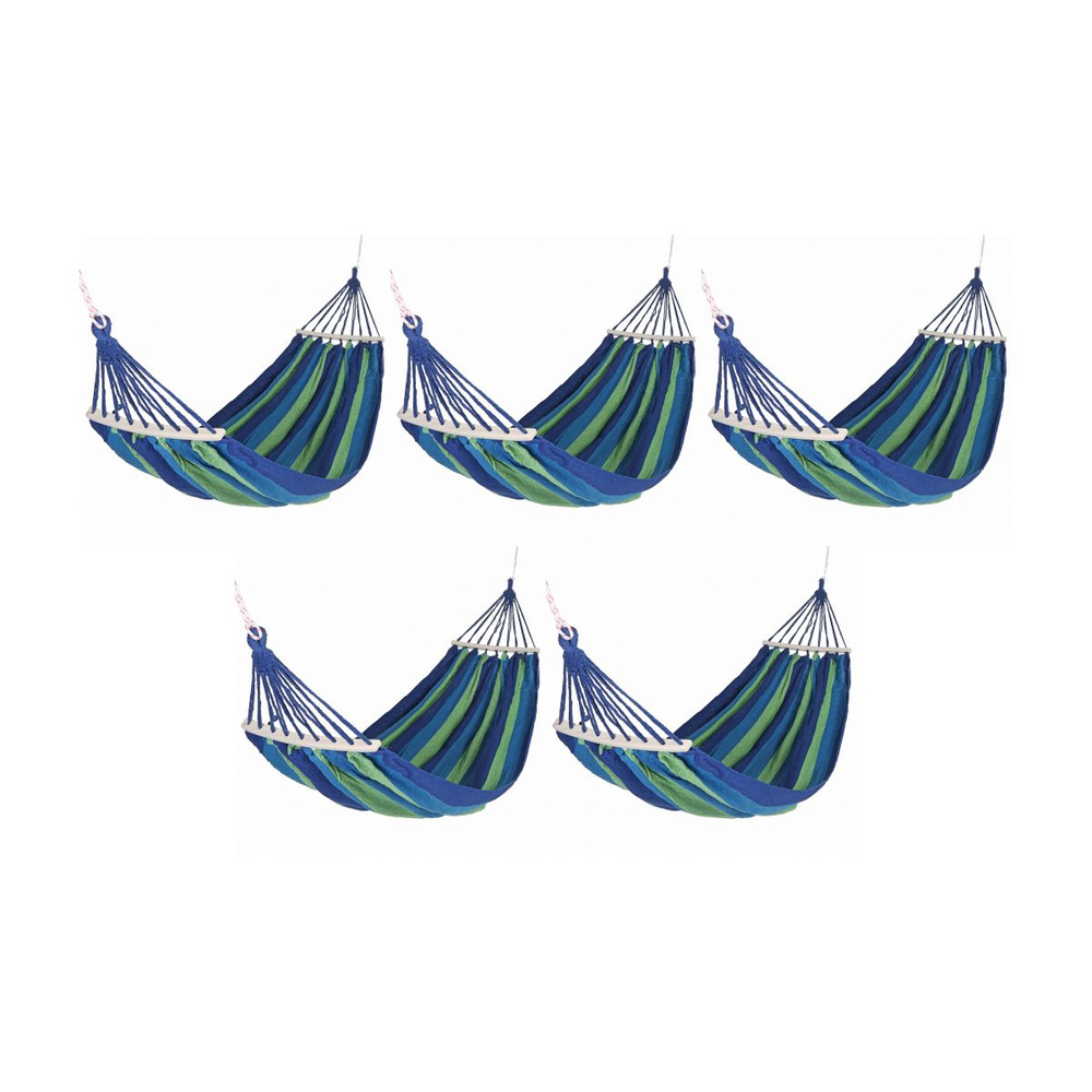 Гамак подвесной, качели, хлопок,с перекладиной 190 x 80 см, цвет синий (Набор 5 шт.)  #1