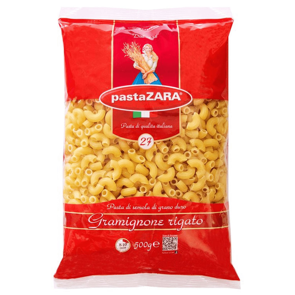 Макароны Pasta Zara Рожки рифленые № 027 500 г #1