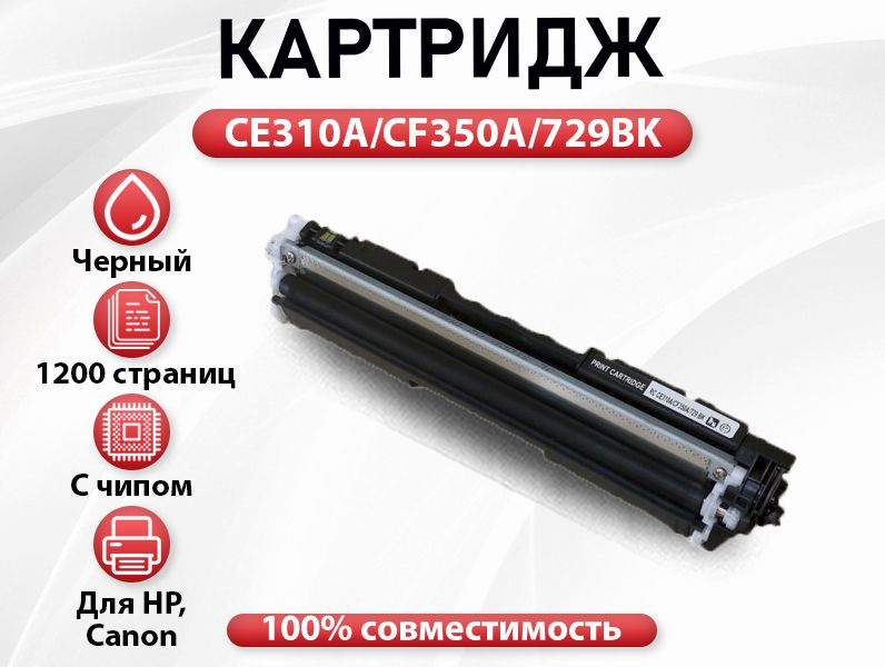 Картридж RC CE310A/CF350A/729BK для HP CLJP CP1012/CP1020/CP1025/M175/M275 (1200 стр.) с чипом  #1