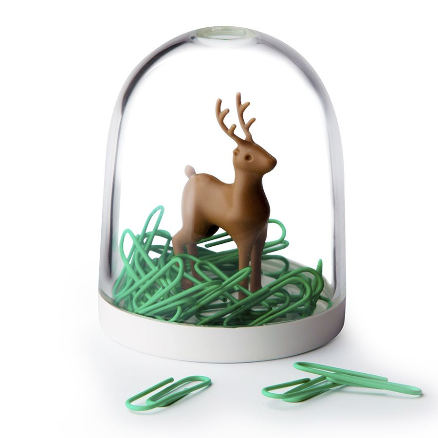 Диспенсер для скрепок Deer in the forest, настольный держатель для канцелярских мелочей  #1