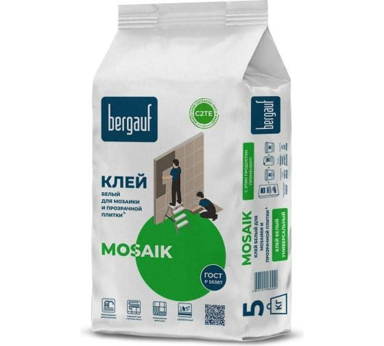 Bergauf Клей для плитки Клей "BERGAUF KERAMIK Pro С1" (5кг)/6 усиленный_белый 5 кг  #1