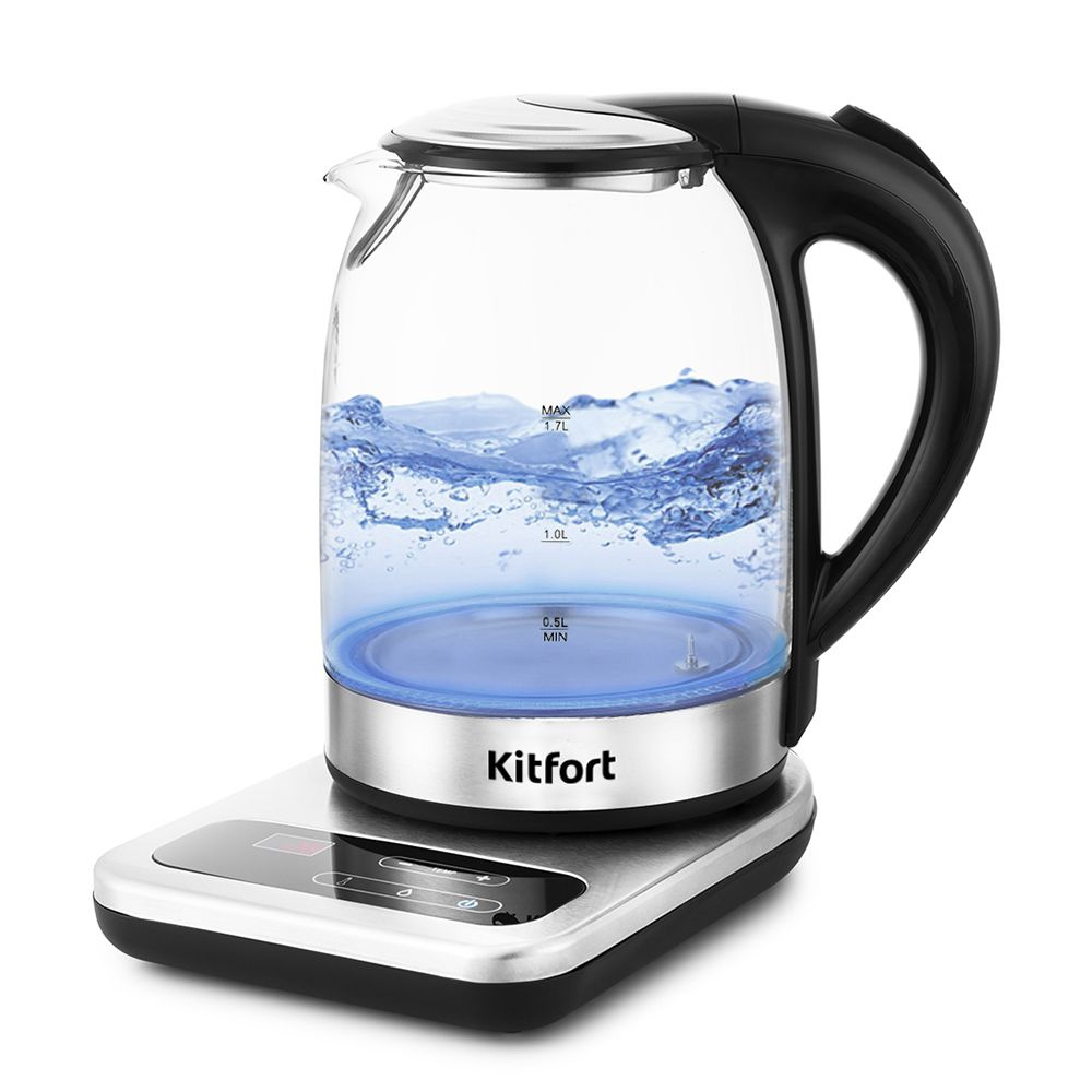 Kitfort Электрический чайник КТ-657, прозрачный. Уцененный товар  #1