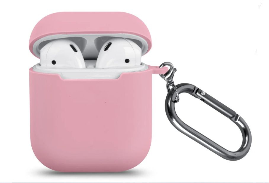 Силиконовый чехол для Apple AirPods с карабином Pink #1