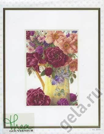 Набор для вышивания THEA GOUVERNEUR "Букет из роз", канва аида 18 ct, арт.3019A  #1