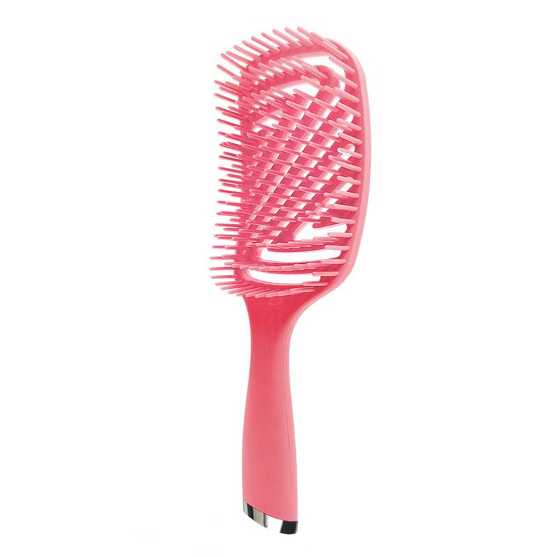 Расческа щетка массажная для запутанных волос продувная, цвет розовый  #1