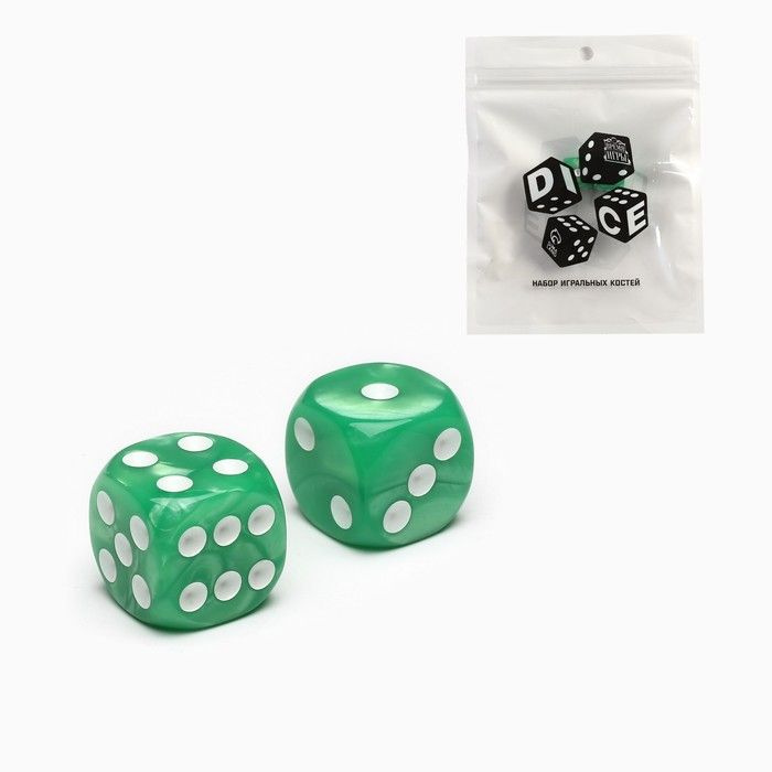 Время игры, Кубики игральные "Время игры", 1.6х1.6 см, зеленые, 2 набора по 2 штуки  #1