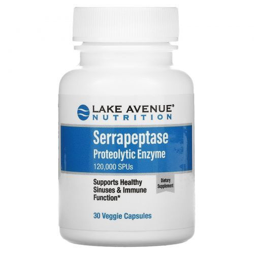 Lake Avenue, Serrapeptase 120 000SPUs, Proteolytic Enzyme, Серрапептаза, 30 капсул #1