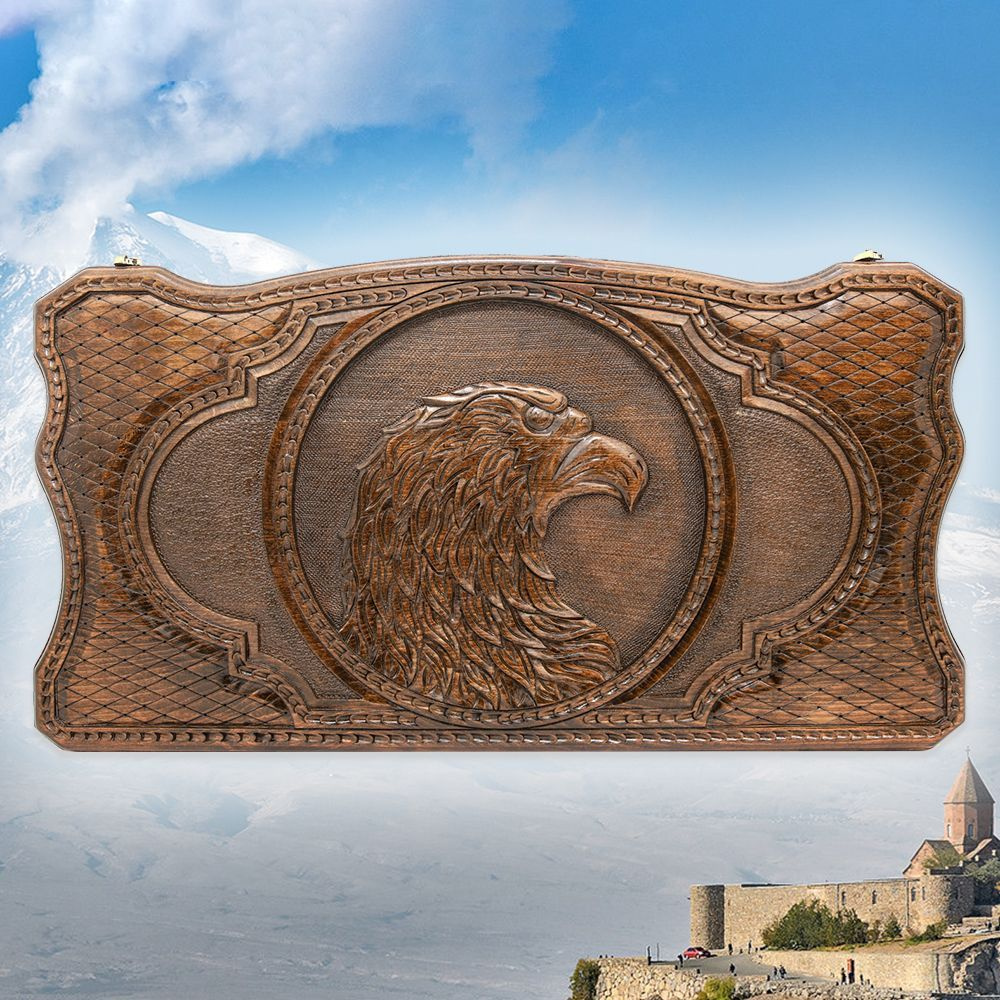 Нарды и шашки резные Дикий орел 64 х 61 см бук Армения #1
