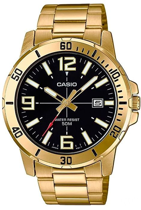 Кварцевые мужские наручные часы Casio Collection MTP-VD01G-1B с индикацией текущей даты  #1