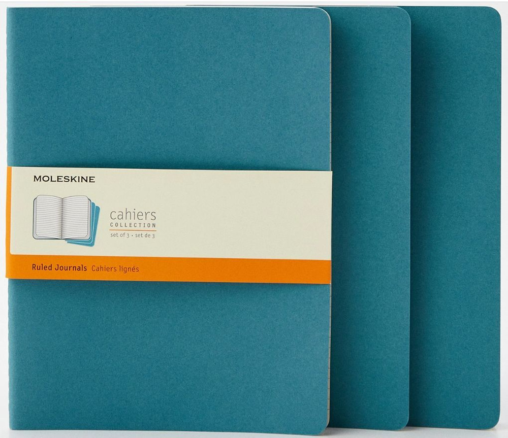 Набор из 3-х блокнотов в линейку Moleskine CAHIER JOURNAL (CH021B44) 19х25см, голубой (3шт)  #1