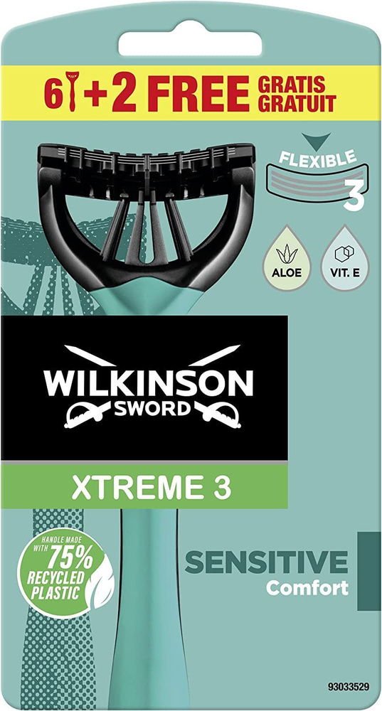 Wilkinson Sword / SCHICK Xtreme3 Sensitive / Бритвенный одноразовый станок ( 8 шт.)  #1
