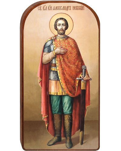 Икона "Святой благоверный князь Александр Невский" на деревянной основе (8,5х16 см).  #1