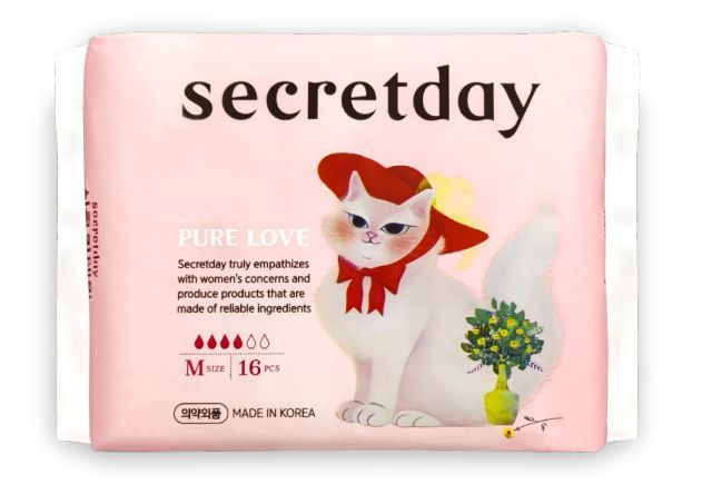 Хлопковые гигиенические прокладки SECRET DAY PURE LOVE 24,5 см, 16 шт  #1