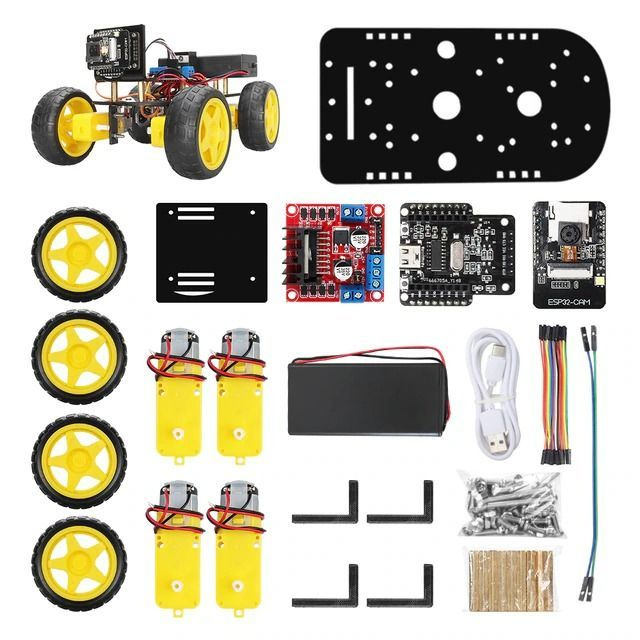 Набор для сборки 4WD робота - машинки с WIFI на контроллере ESP 32 с камерой и дистанционным управлением #1