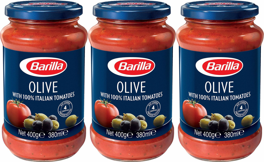 Соус Barilla Olive Томатный с черными и зелеными оливками, комплект: 3 упаковки по 400 г  #1