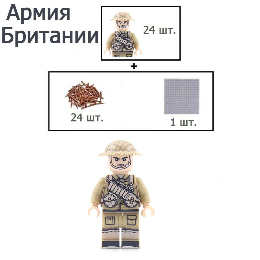 Армия Британии. Фигурки солдатиков с оружием времен ВОВ, конструктор для мальчиков.  #1