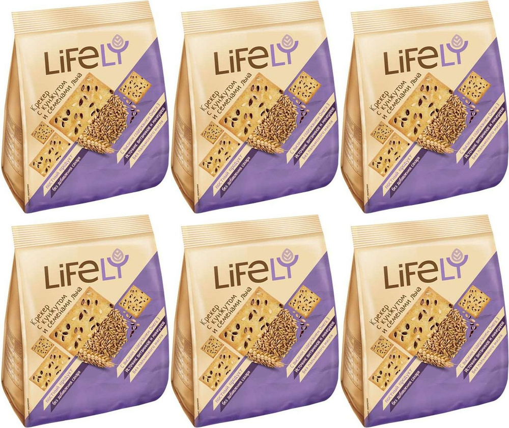 Крекер LifeLY с кунжутом и семенами льна, комплект: 6 упаковок по 180 г  #1