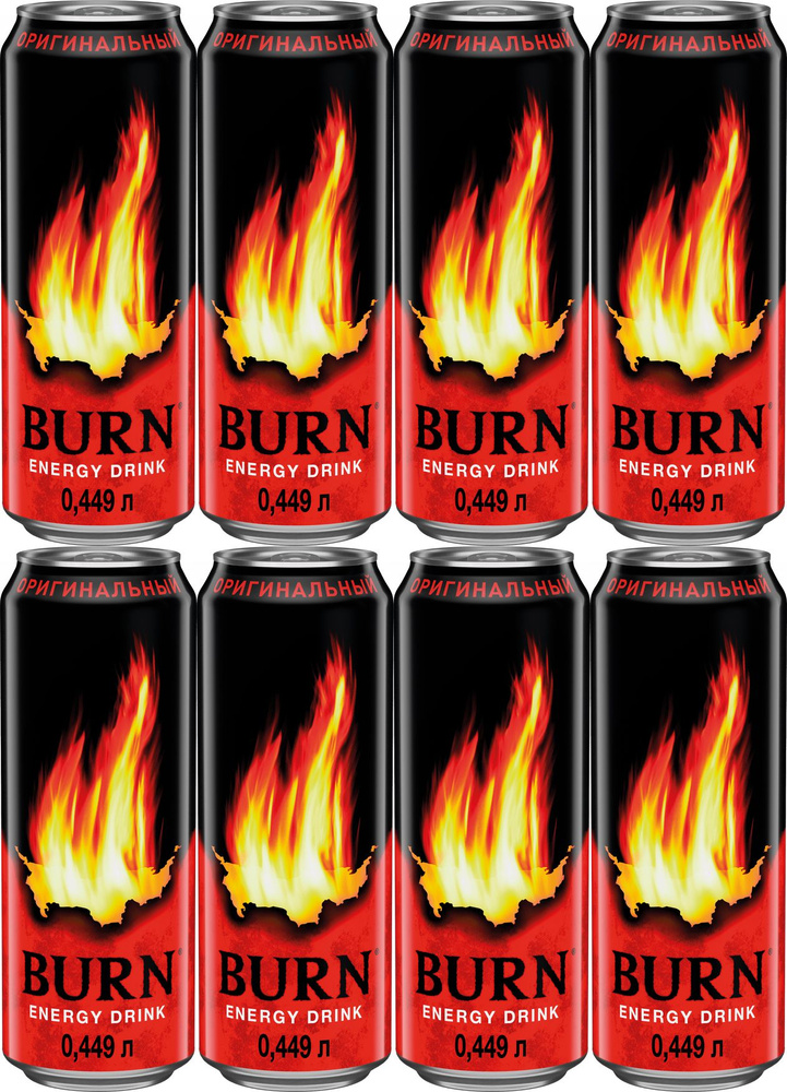 Энергетический напиток Burn газированный 0,449 л, комплект: 8 упаковок по 0.45 л  #1
