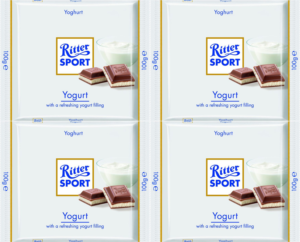 Шоколад Ritter Sport молочный с йогуртовой начинкой, комплект: 4 упаковки по 100 г  #1