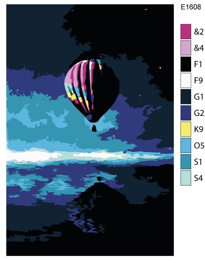 Детская картина по номерам E1608 "Воздушный шар над морем" 20x30  #1