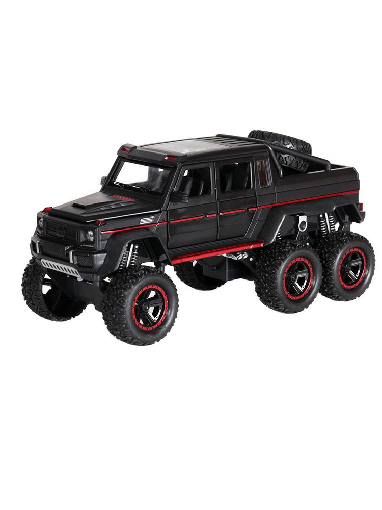 Модель машины 1:22 Mercedes-Benz G63 6х6 (23,5см) на амортизаторах, свет, звук, инерция, черный  #1