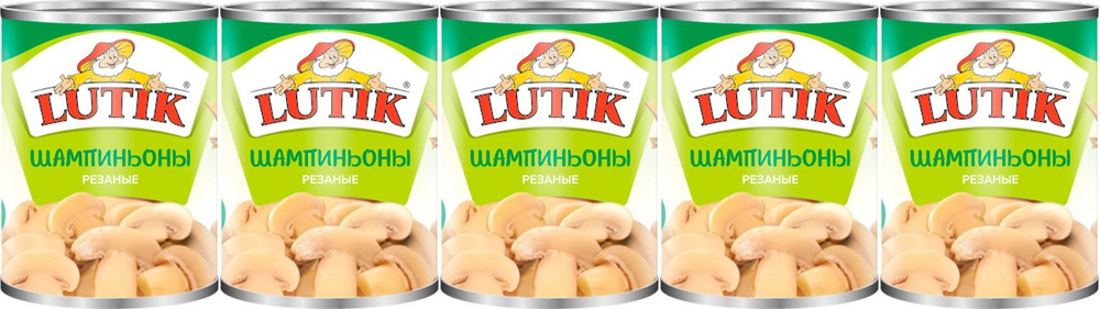 Шампиньоны Lutik резаные, комплект: 5 упаковок по 425 г #1