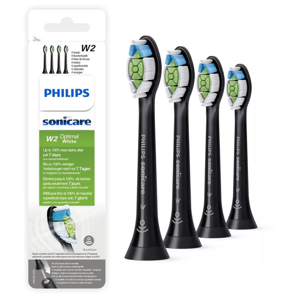 Сменная черная насадка для электрической зубной щетки Philips Sonicare W2 Optimal HX6064-95 для отбеливания #1