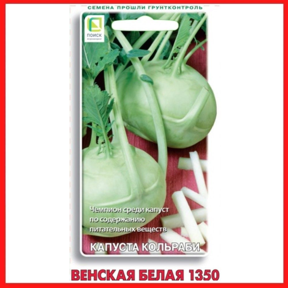 Семена Капуста кольраби "Венская белая 1350" 0,5 гр, овощи для дома, дачи и огорода, на рассаду, в открытый #1