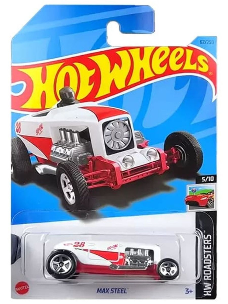 HKH39 Машинка металлическая игрушка Hot Wheels коллекционная модель MAX STEEL бело-красный  #1