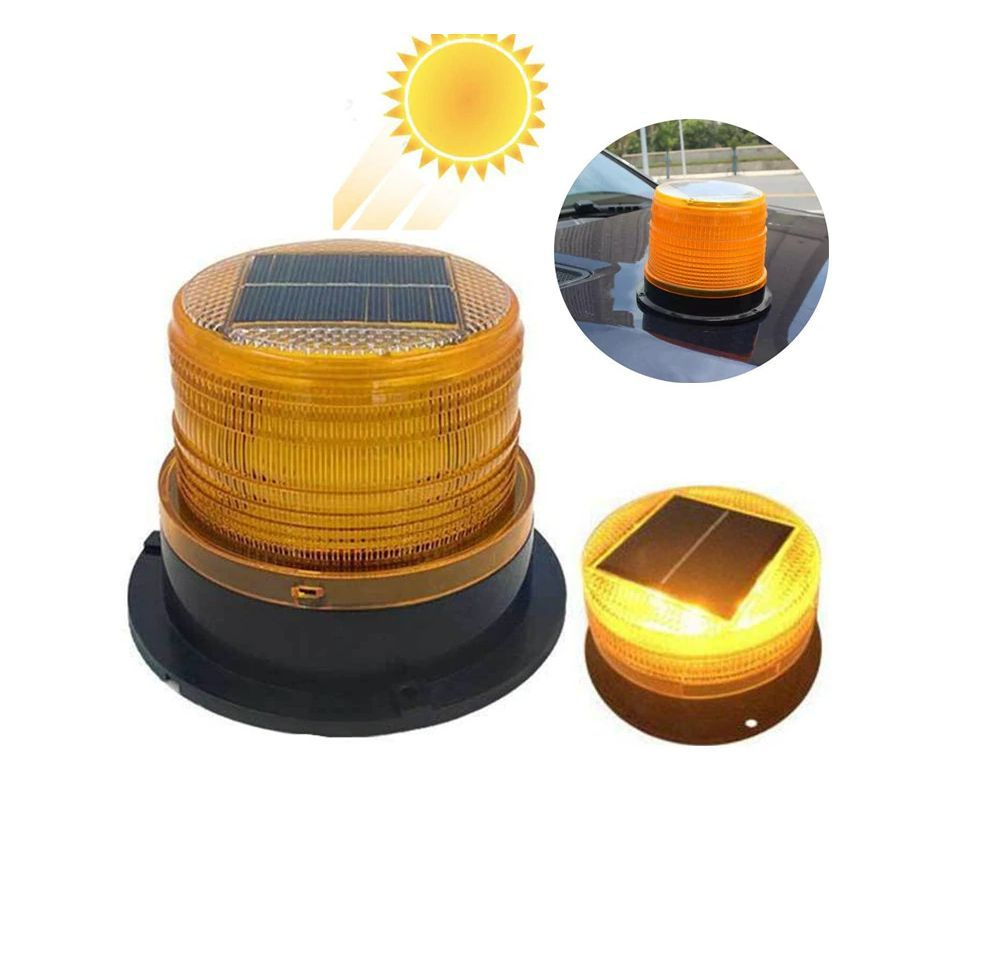 Проблесковый маяк оранжевого цвета на магните на солнечных батареях, автономный.  #1