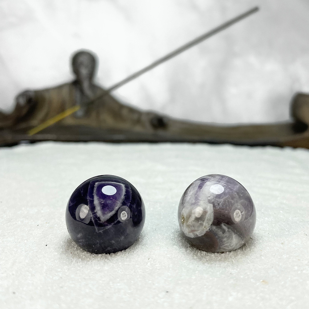 Массажные шары Баодинг Аметист - диаметр 21-23 мм, натуральный камень, 2 шт - для стоунтерапии, здоровья #1