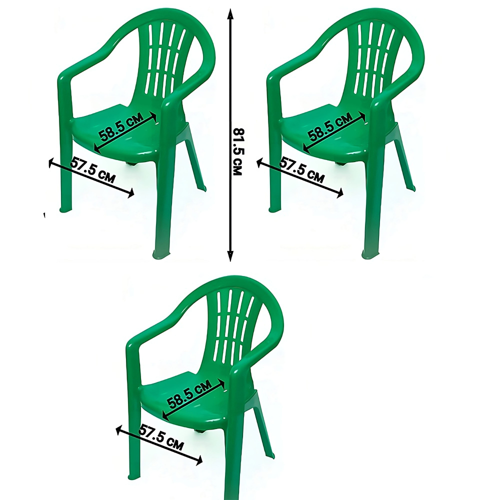 Набор из 3-х пластиковых зеленых стульев 58.5х57.5х81.5 см для кафетерия или столовой, загородного дома, #1