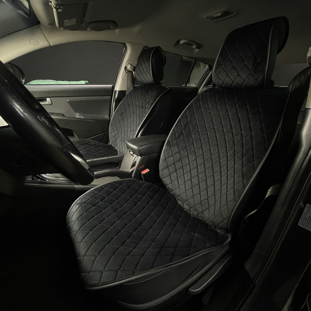 Накидки для Lexus CT (2010-2024) на передние сиденья Maximal Ромб, Алькантара, Черный  #1