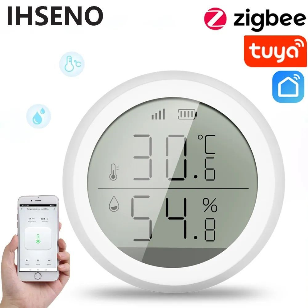 4 шт Tuya ZigBee интеллектуальные датчики температуры и влажности со ...