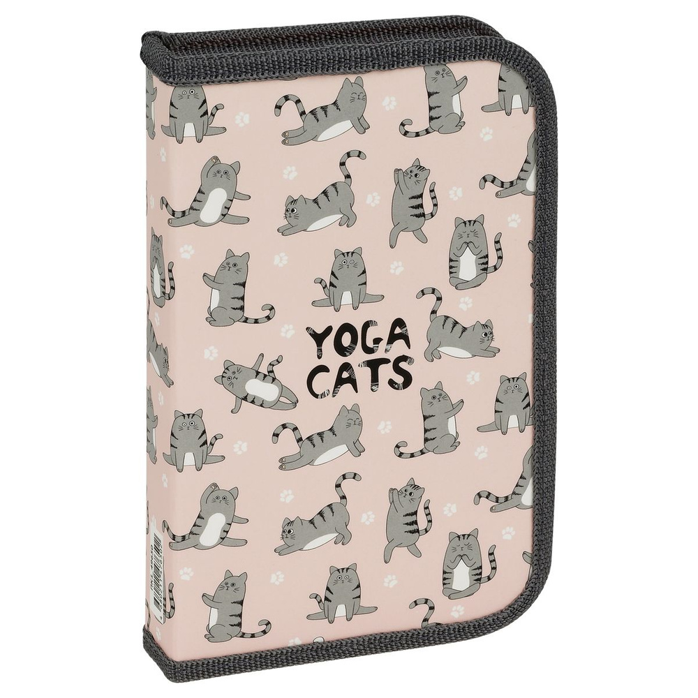 Пенал 1 отделение, 190*115 ArtSpace "Yoga Cats", ламинированный картон, софт-тач  #1