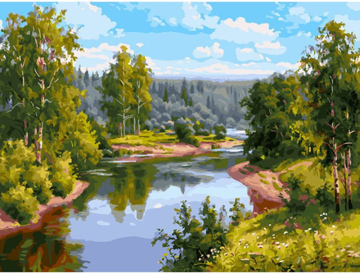 Картина по номерам Белоснежка "Проточная река" (30х40 см, холст на подрамнике)  #1
